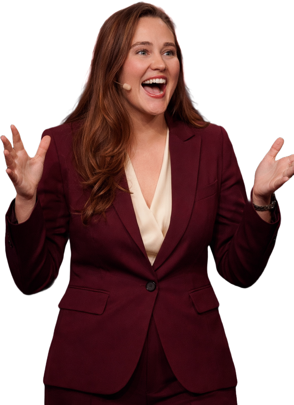 Annabelle Body in burgundy blazer